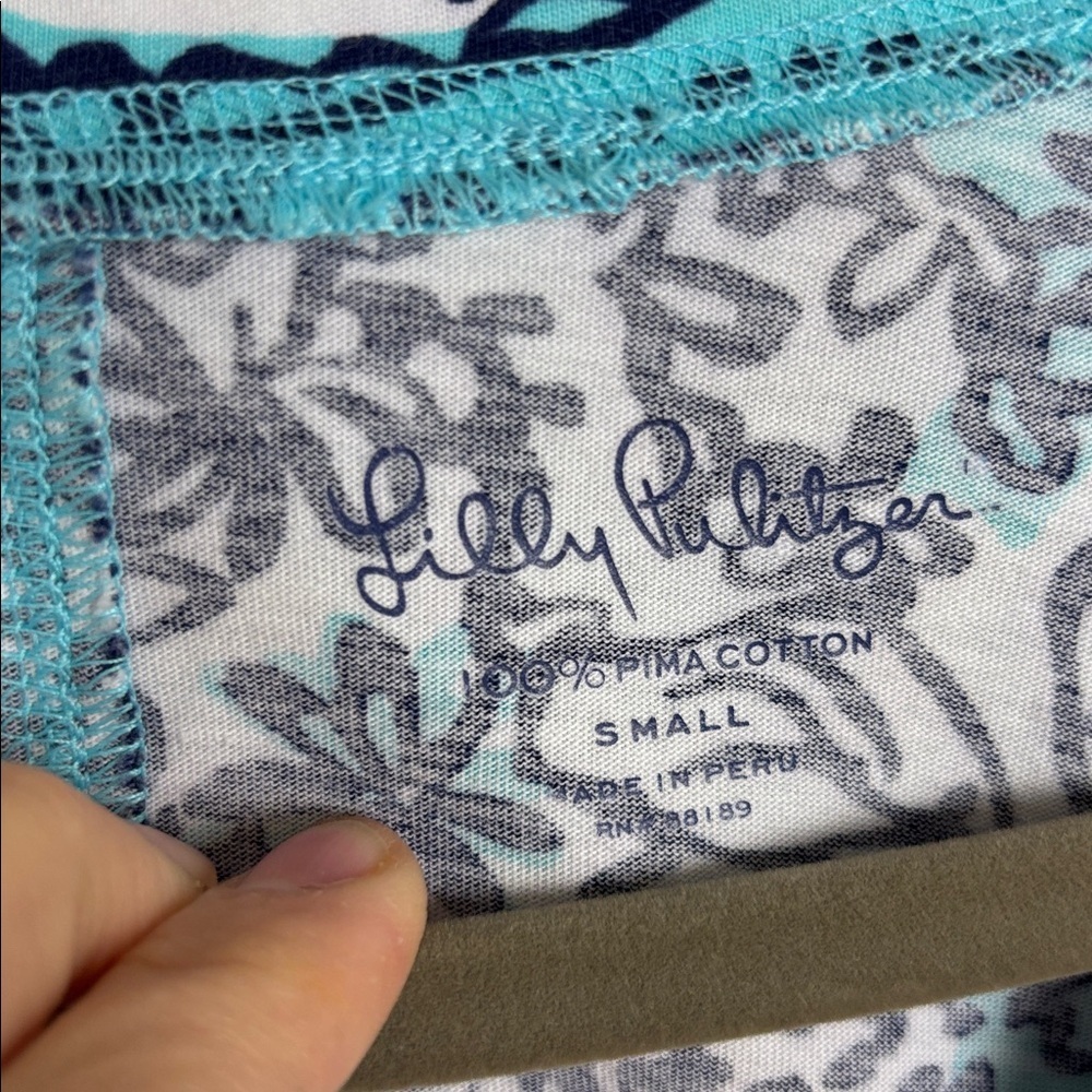 Lilly Pulitzer Blue and Black Patterned Long Sleeve Dress - S - Picture 4 of 8